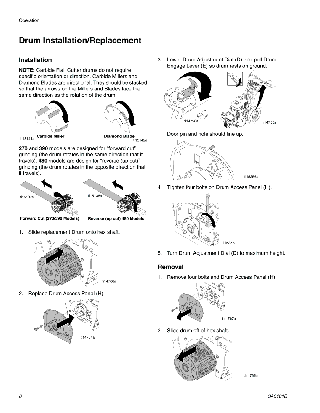 Graco 571003, 571004 important safety instructions Drum Installation/Replacement, Removal 