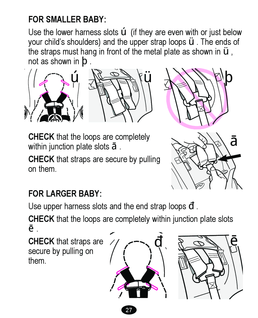 Graco 6114, 6110, 6111, 6113 manual For Smaller Baby, For Larger Baby 