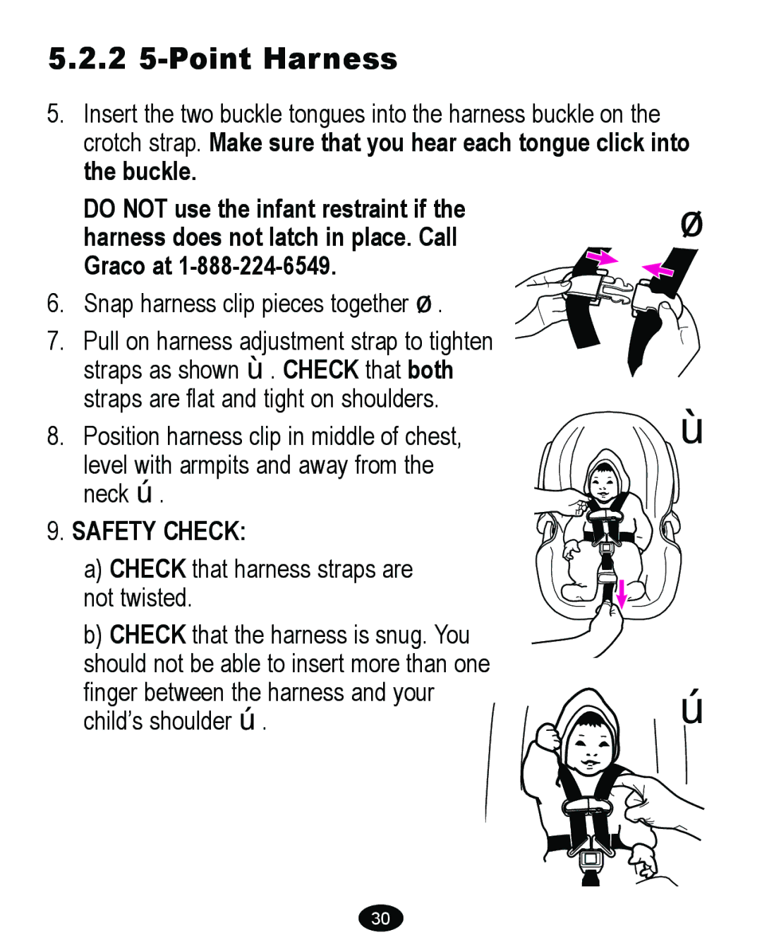 Graco 6111, 6110, 6114, 6113 manual 2 5-Point Harness 