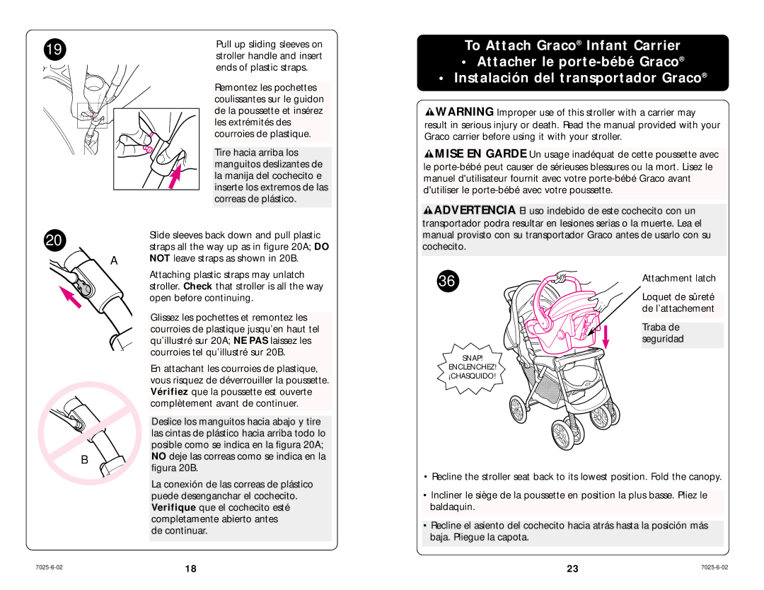 Graco 6116 manual Snap Enclenchez ¡CHASQUIDO 