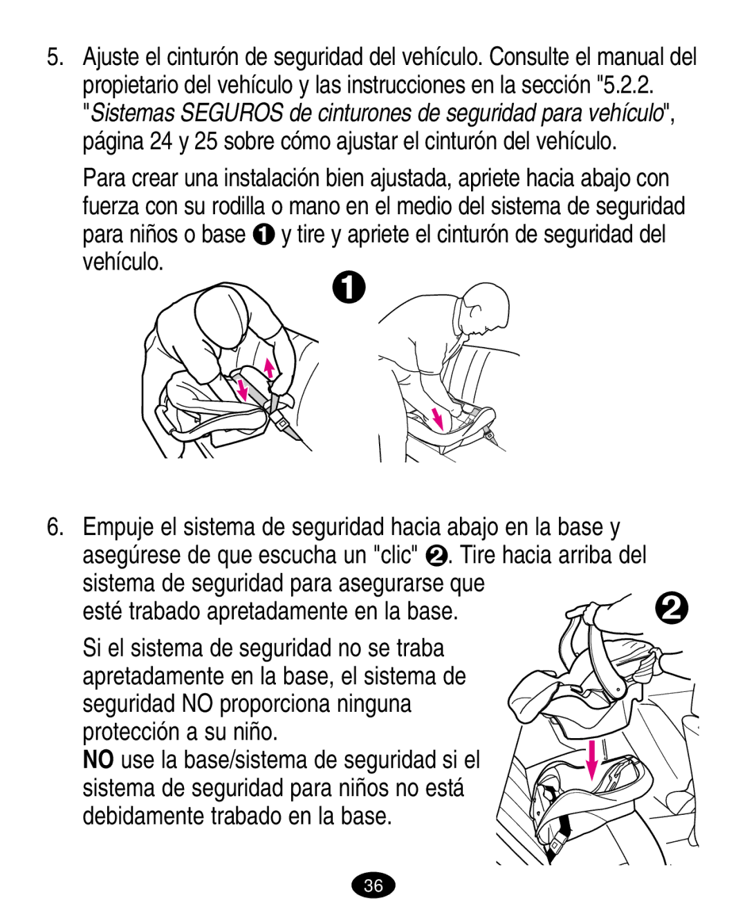 Graco 6310, 6123.6113 &6114 manual Esté trabado apretadamente en la base, Sistema de seguridad para asegurarse que 