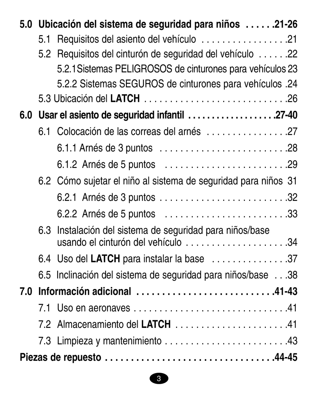 Graco 6123.6113 &6114, 6310 manual Piezas de repuesto 