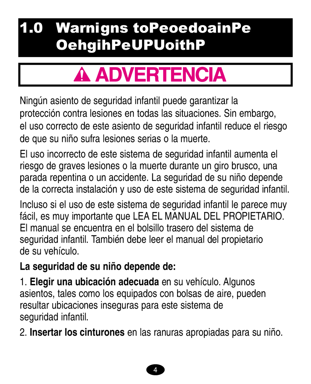 Graco 6310, 6123.6113 &6114 manual Advertencias a padres y otros usuarios, De su vehículo 