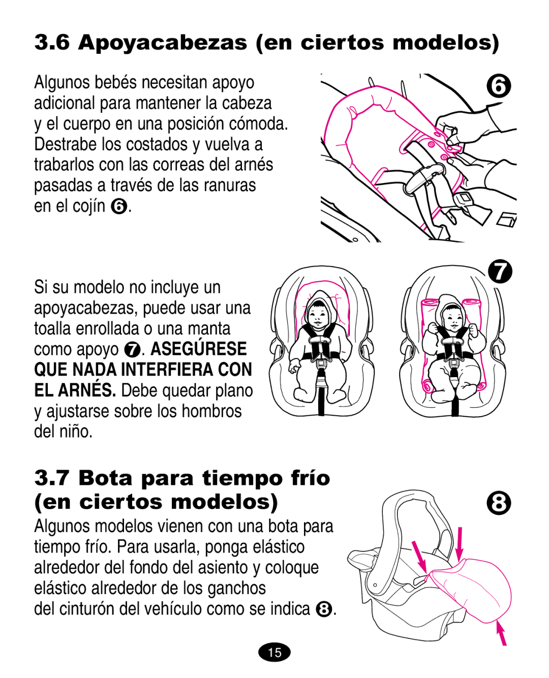 Graco 6123.6113 &6114, 6310 manual Apoyacabezas en ciertos modelos, Bota para tiempo frío En ciertos modelos 