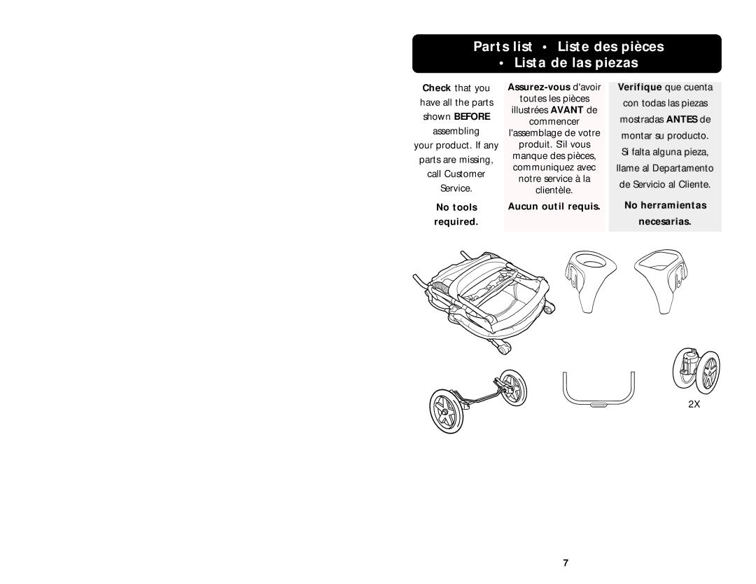 Graco 6478 owner manual Parts list Liste des pièces Lista de las piezas, Assurez-vous davoir 