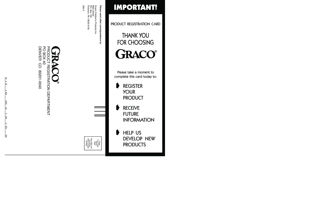 Graco 6490 owner manual Thank YOU 