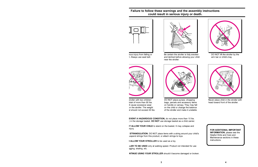 Graco 6500 Series manual Allow Your Stroller to be used as a toy 