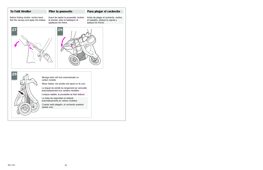 Graco 6800 Series manual To Fold Stroller Plier la poussette Para plegar el cochecito 