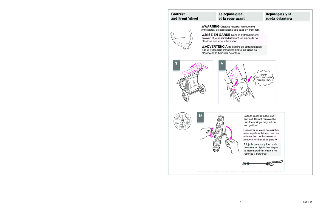 Graco 6800 Series manual Loosen quick release lever 