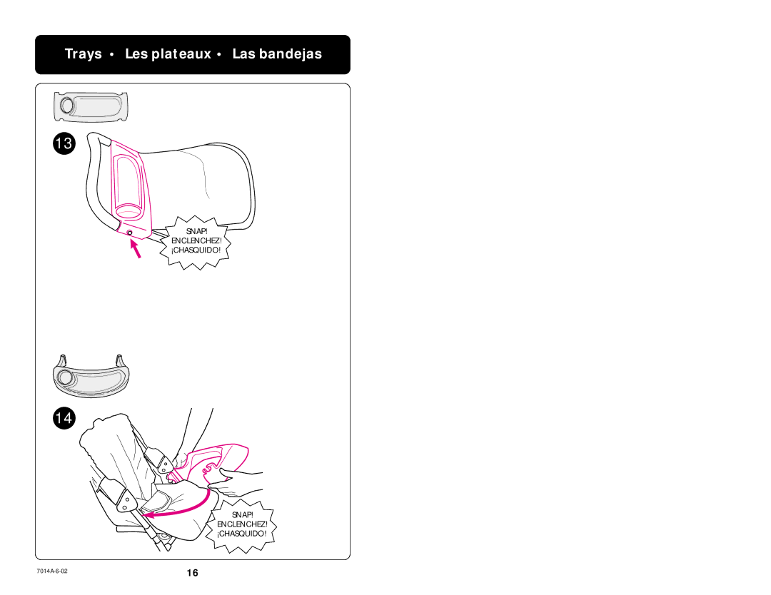 Graco 6837 manual Trays Les plateaux Las bandejas 