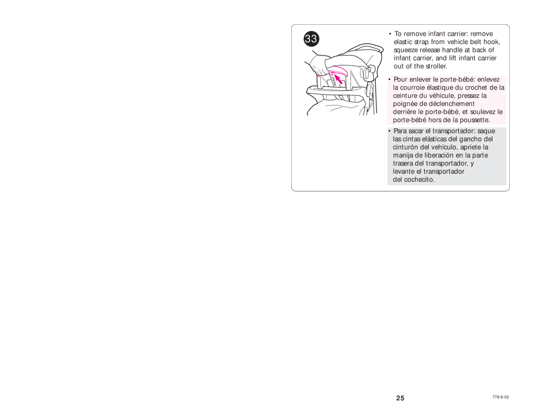 Graco 6900 Series manual To remove infant carrier remove 