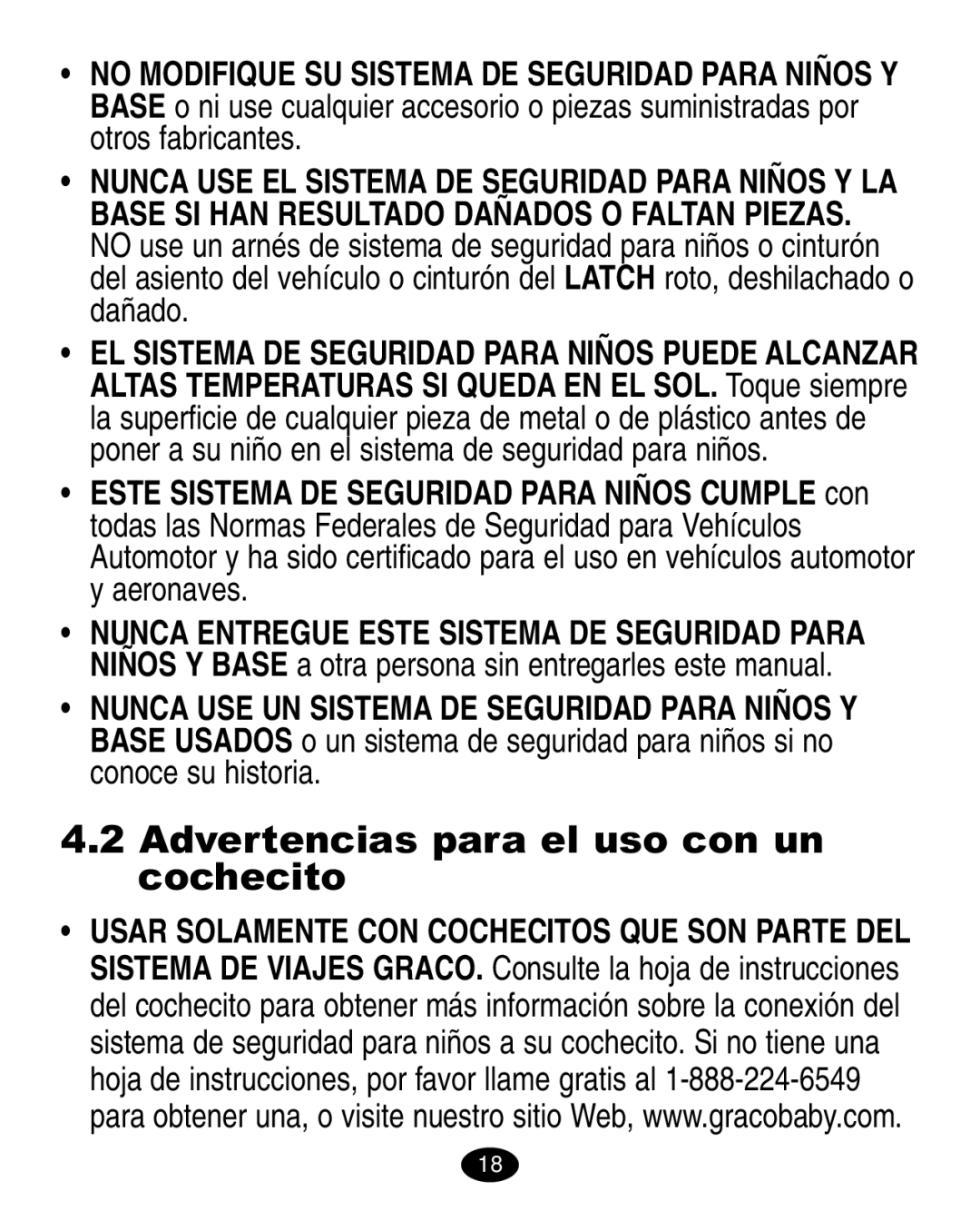 Graco 6900 Series manual Advertencias para el uso con un cochecito 