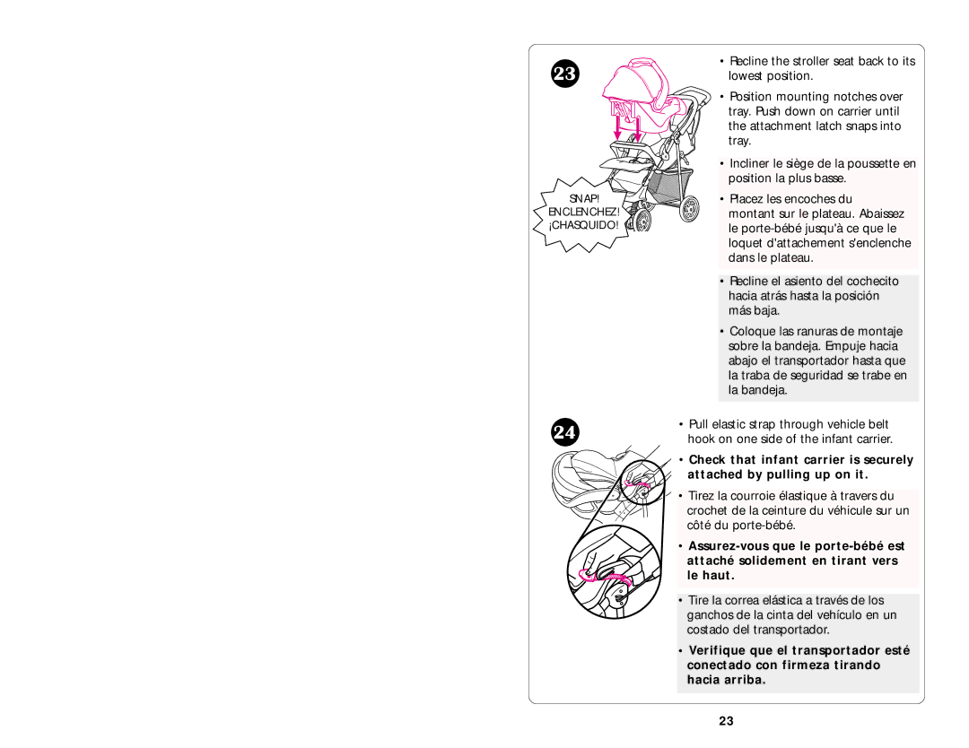 Graco 6907 manual Snap Enclenchez ¡CHASQUIDO 