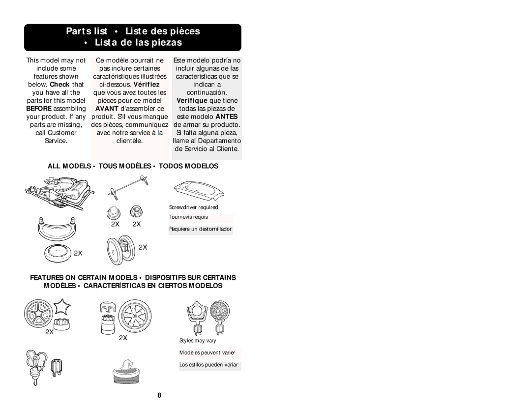 Graco 6907 manual Parts list Liste des pièces Lista de las piezas, Verifique que tiene 