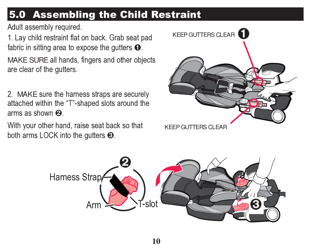 Graco 70 owner manual Assembling the Child Restraint, Harness Strap Arm Slot 