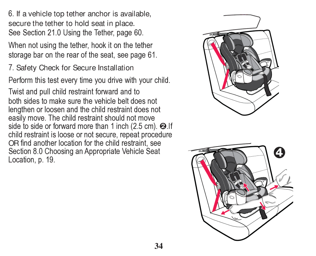 Graco 70 owner manual Safety Check for Secure Installation 