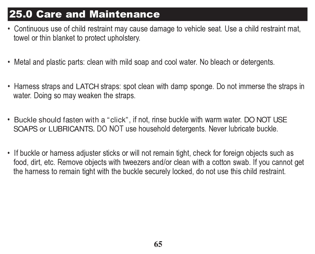 Graco 70 owner manual Care and Maintenance 