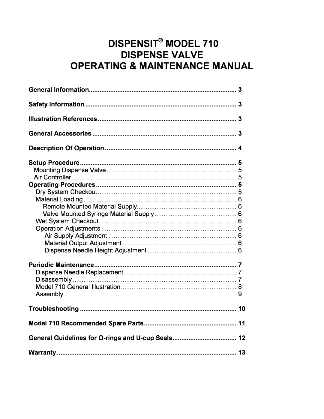 Graco 710 important safety instructions Dispensit Model Dispense Valve, Operating & Maintenance Manual 