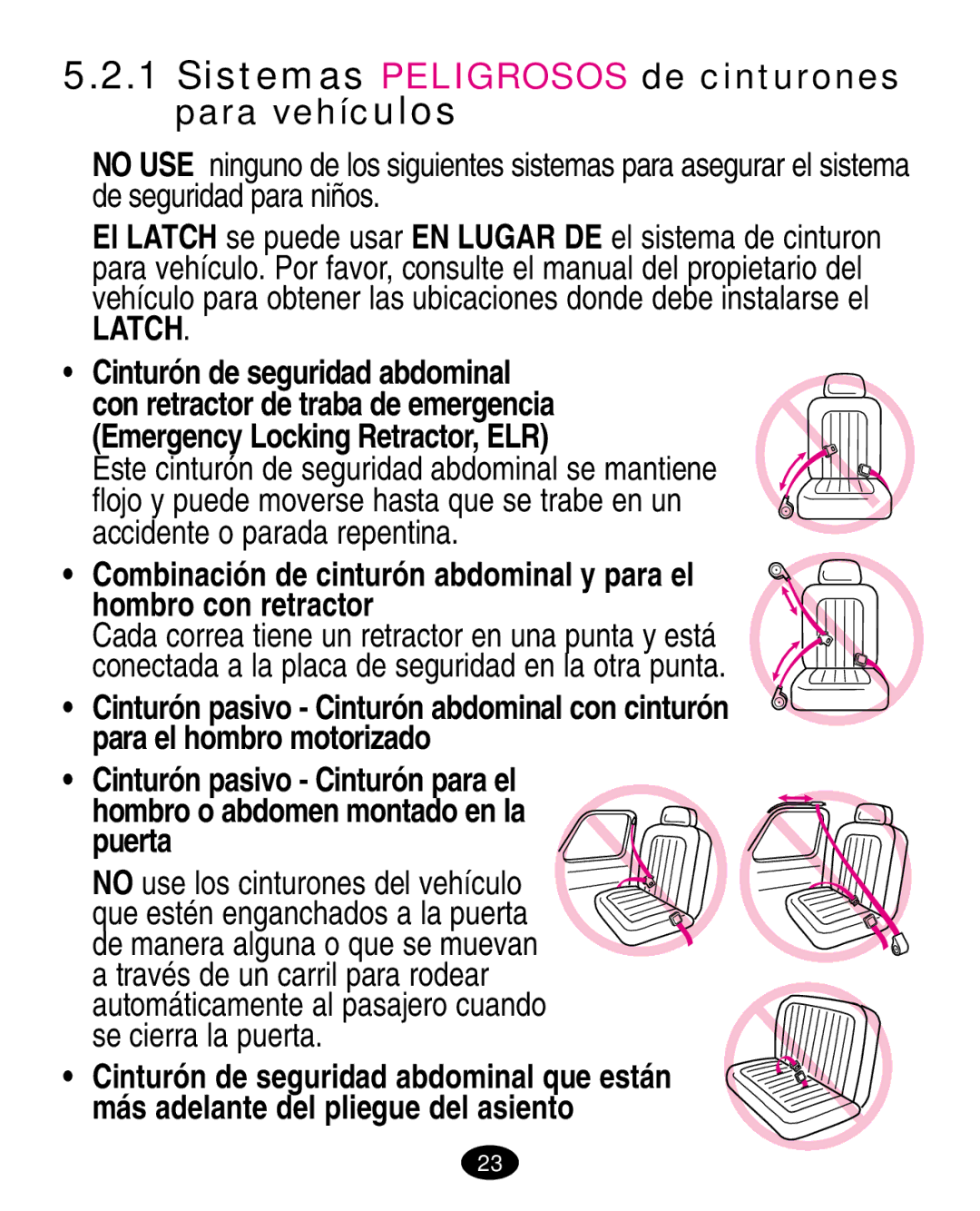 Graco 7420 manual Latch, Cinturón de seguridad abdominal 