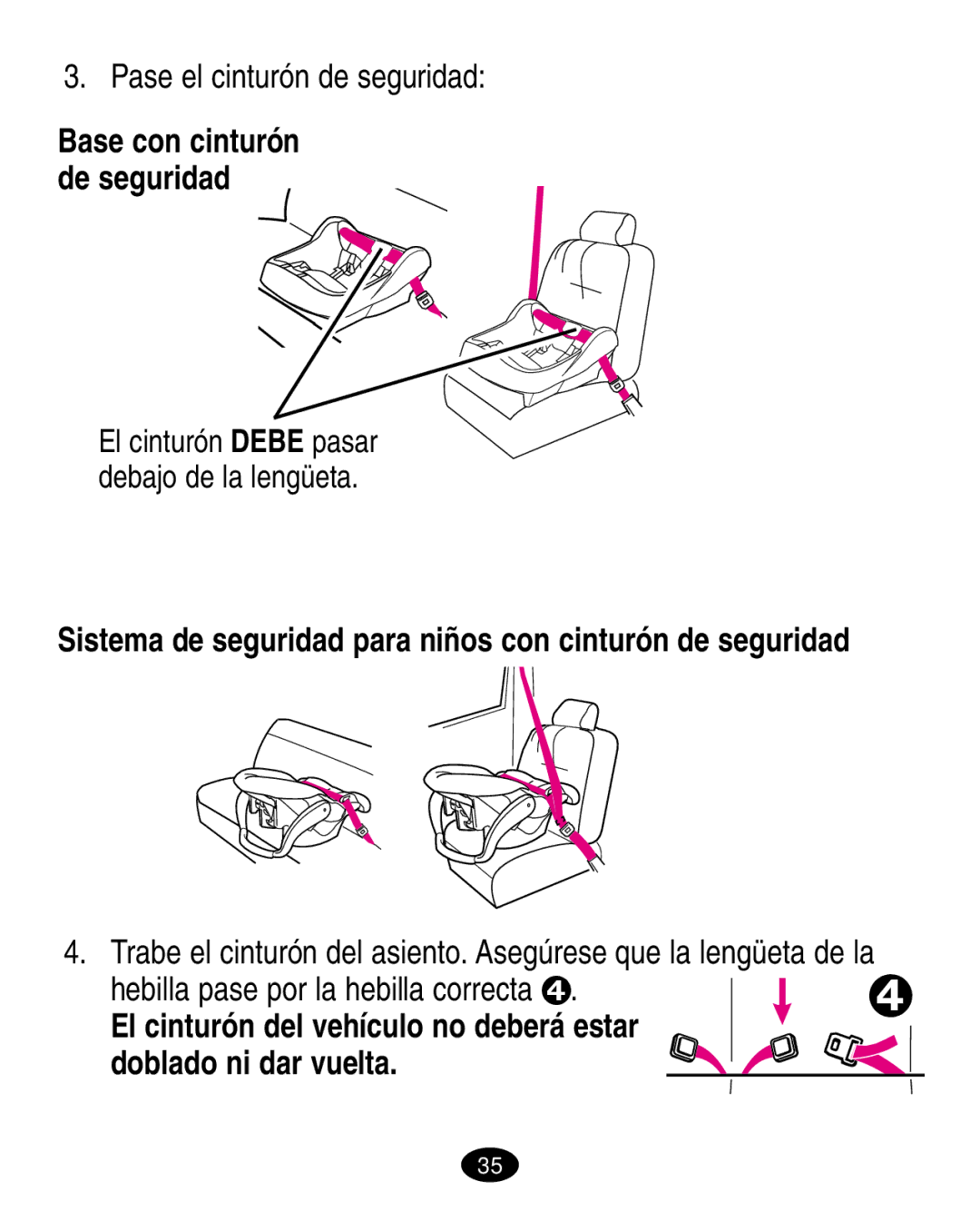 Graco 7420 manual Pase el cinturón de seguridad 