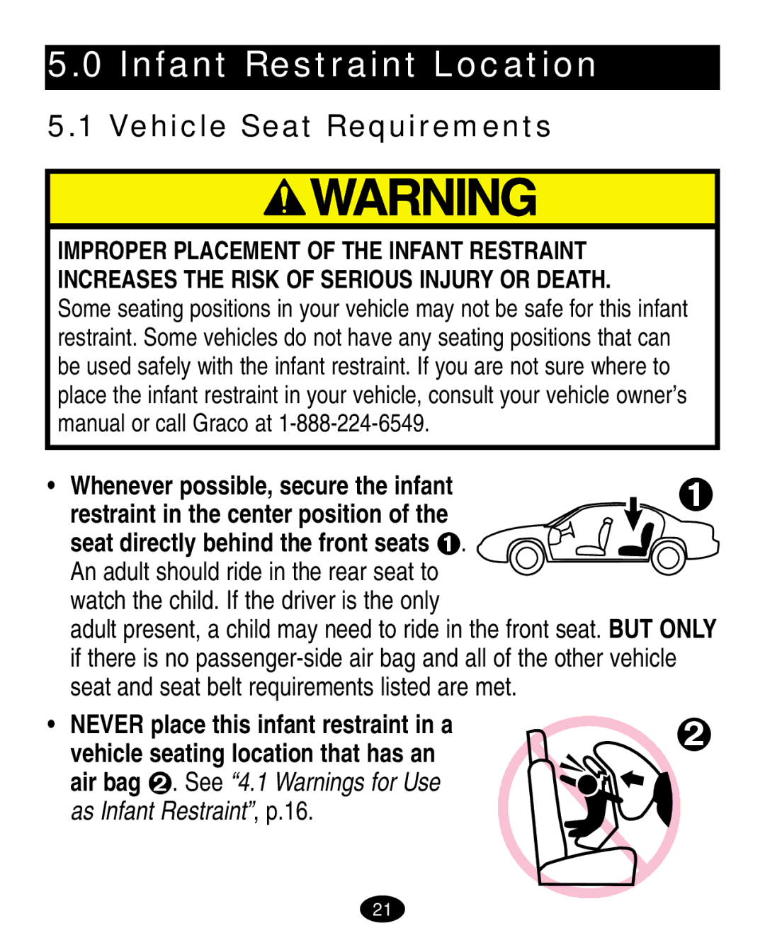 Graco 7420 manual Infant Restraint Location, Vehicle Seat Requirements 