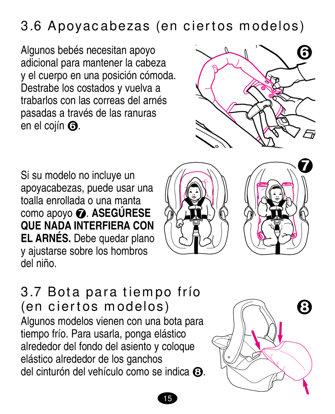 Graco 7420 manual Apoyacabezas en ciertos modelos, Bota para tiempo frío En ciertos modelos 