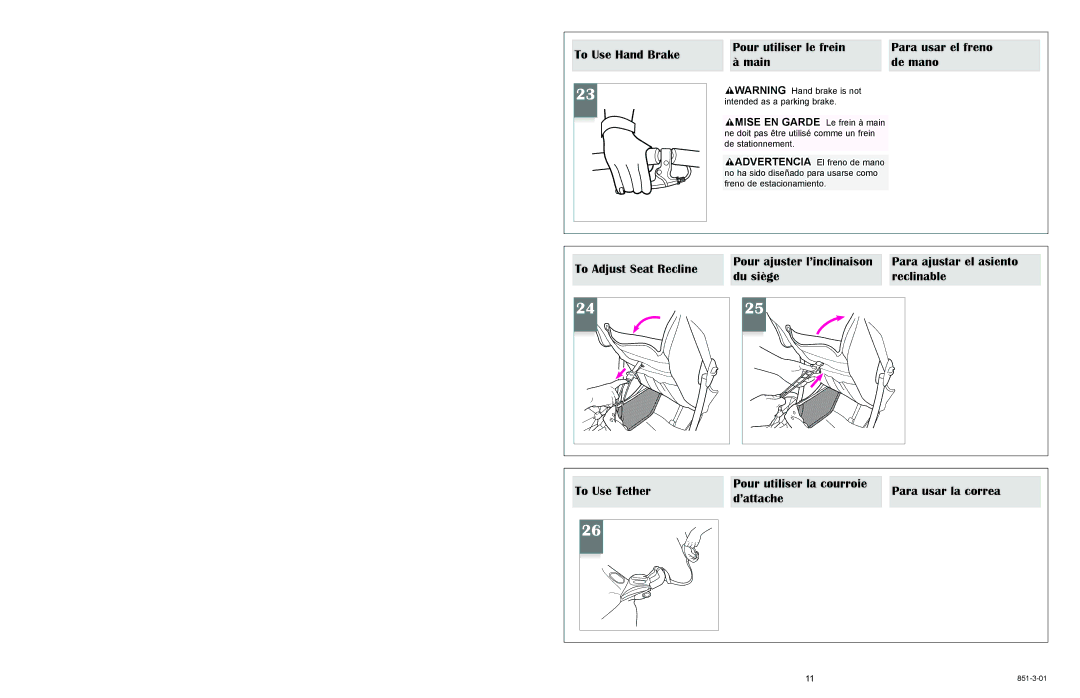 Graco 7421 owner manual To Adjust Seat Recline 