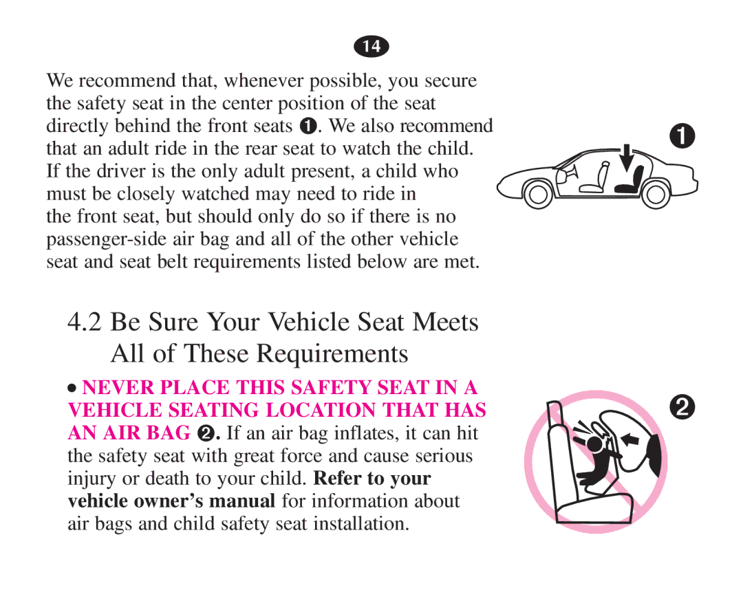 Graco 7421 owner manual Be Sure Your Vehicle Seat Meets All of These Requirements 