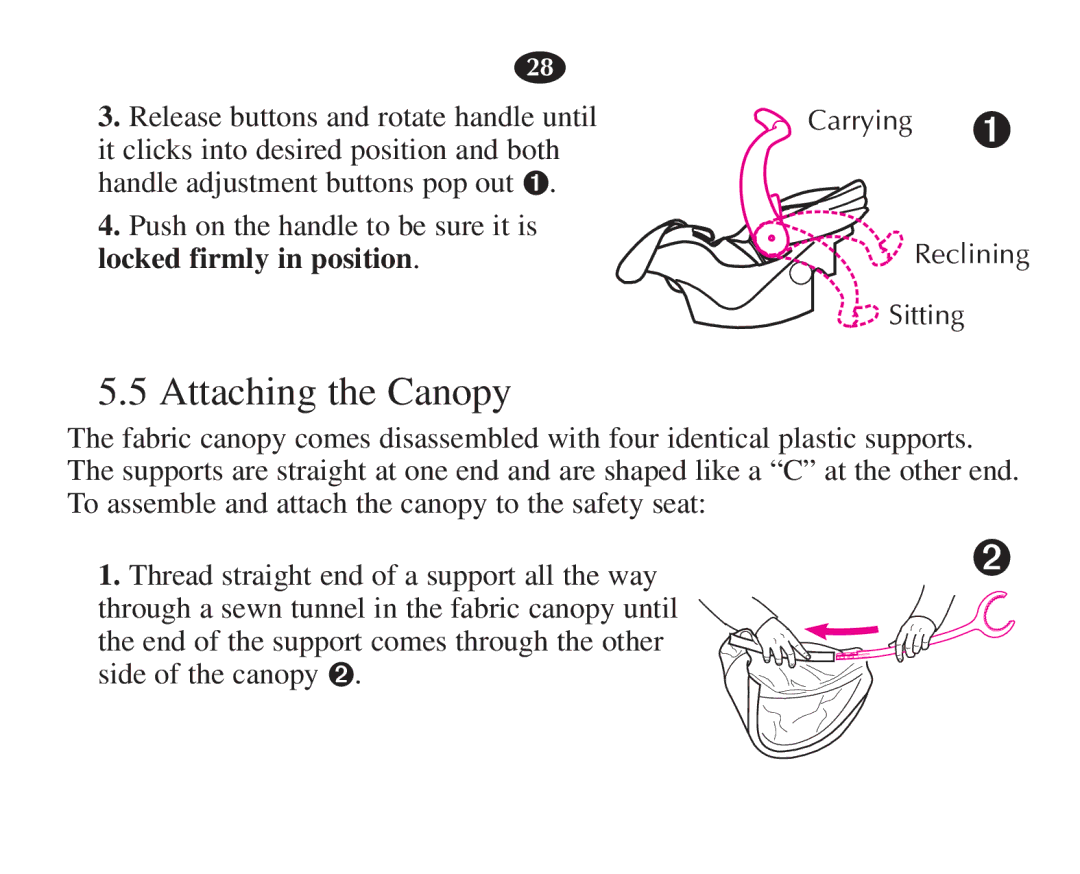 Graco 7421 owner manual Attaching the Canopy 