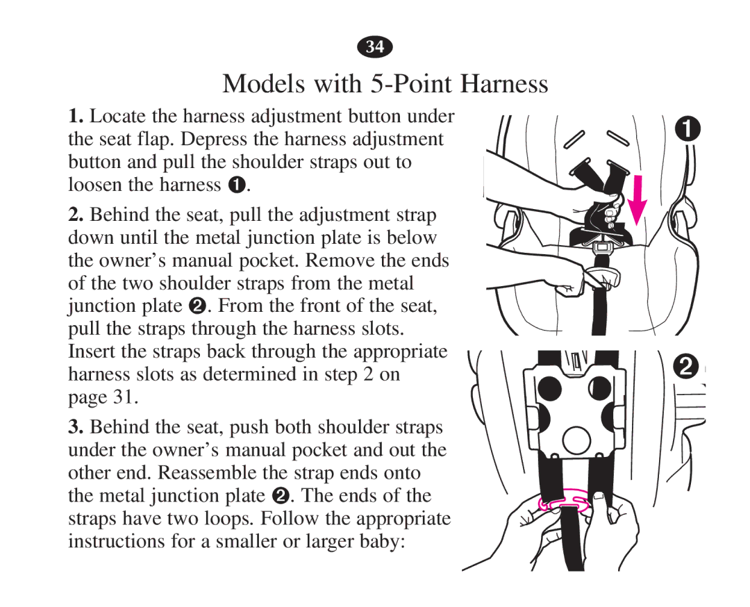 Graco 7421 owner manual Models with 5-Point Harness 