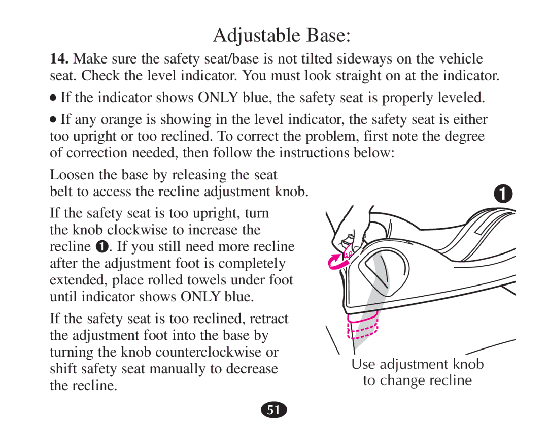 Graco 7421 owner manual Adjustable Base 