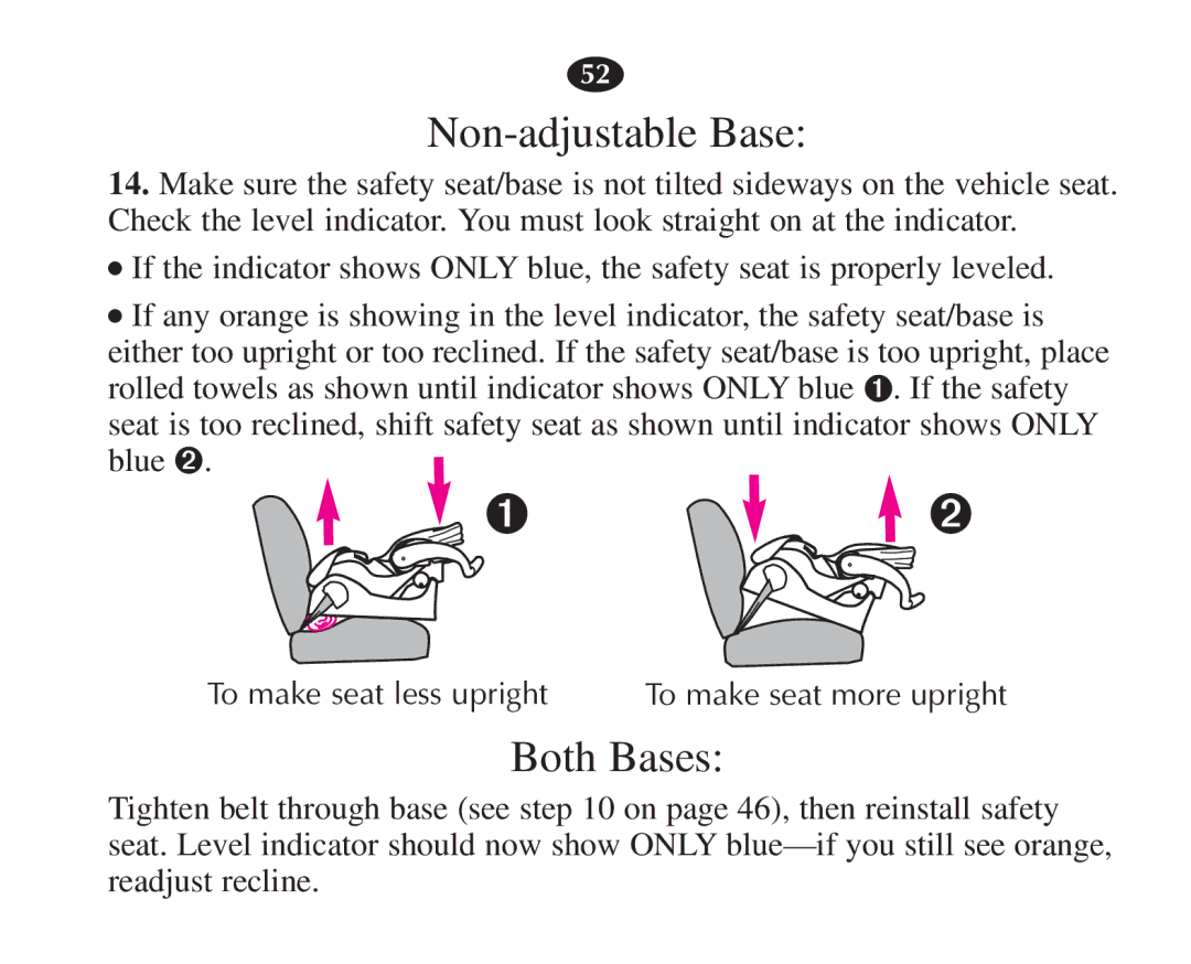 Graco 7421 owner manual Non-adjustable Base, Both Bases 