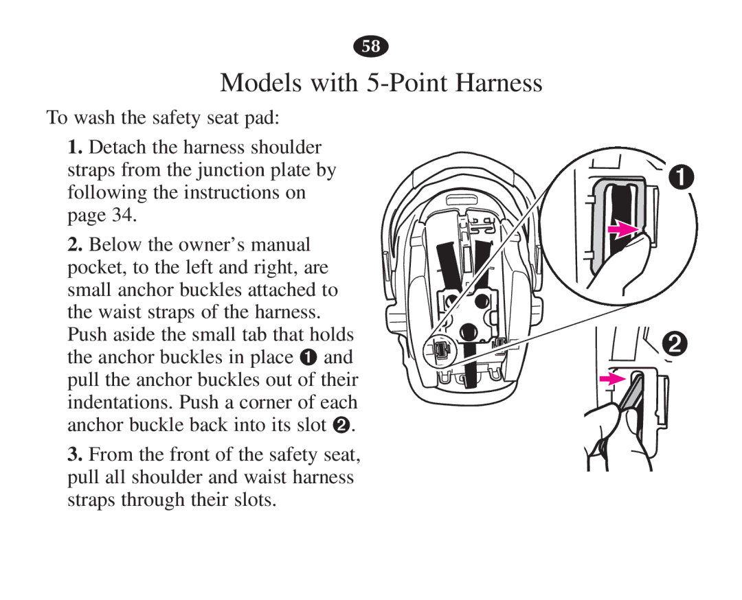 Graco 7421 owner manual Models with 5-Point Harness 