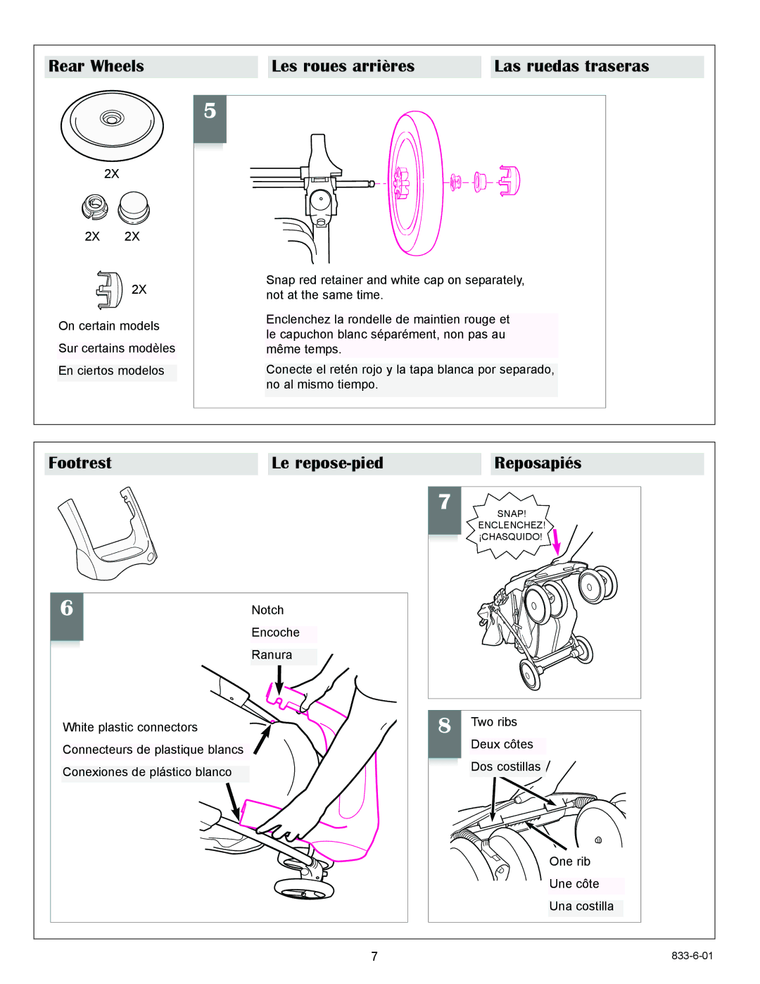 Graco 7427 owner manual Rear Wheels 