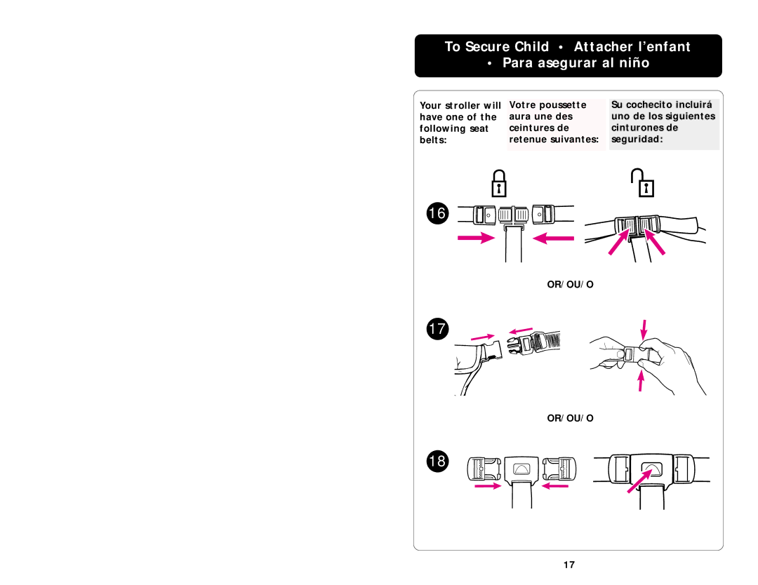 Graco 7444 manual To Secure Child Attacher l’enfant Para asegurar al niño 