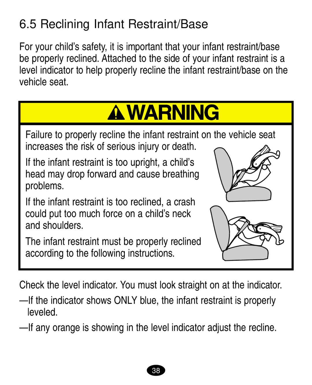 Graco 7444 manual Reclining Infant Restraint/Base 