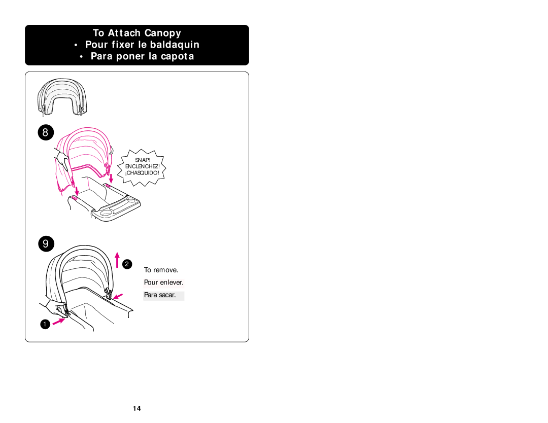 Graco 7498 manual To remove Pour enlever Para sacar 