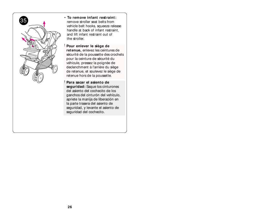 Graco 7498 manual To remove infant restraint 