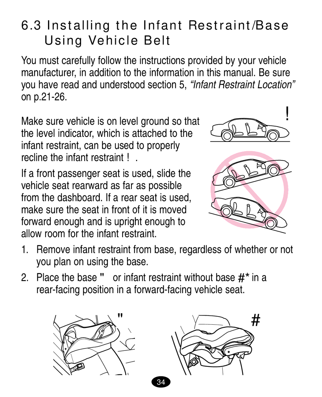 Graco 7498 manual Installing the Infant Restraint/Base Using Vehicle Belt 