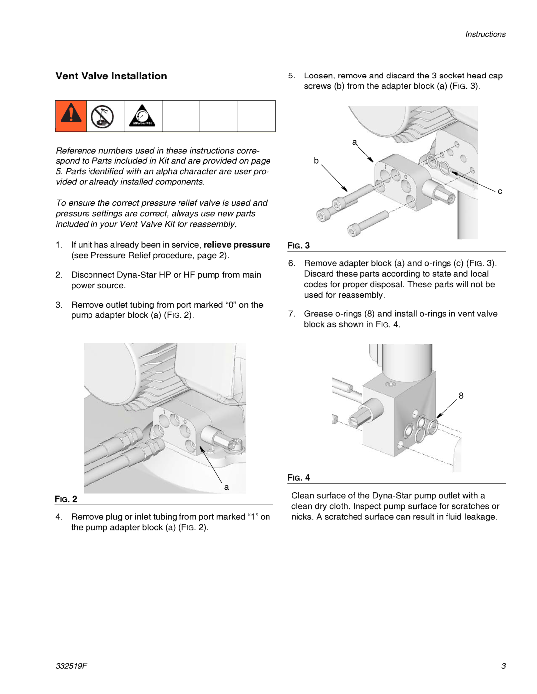 Graco 77X540 important safety instructions Vent Valve Installation 