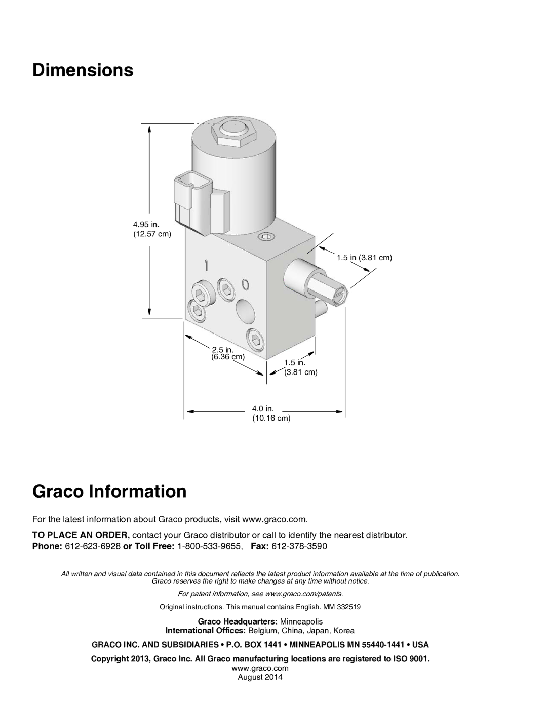 Graco 77X540 important safety instructions Dimensions, Graco Information 