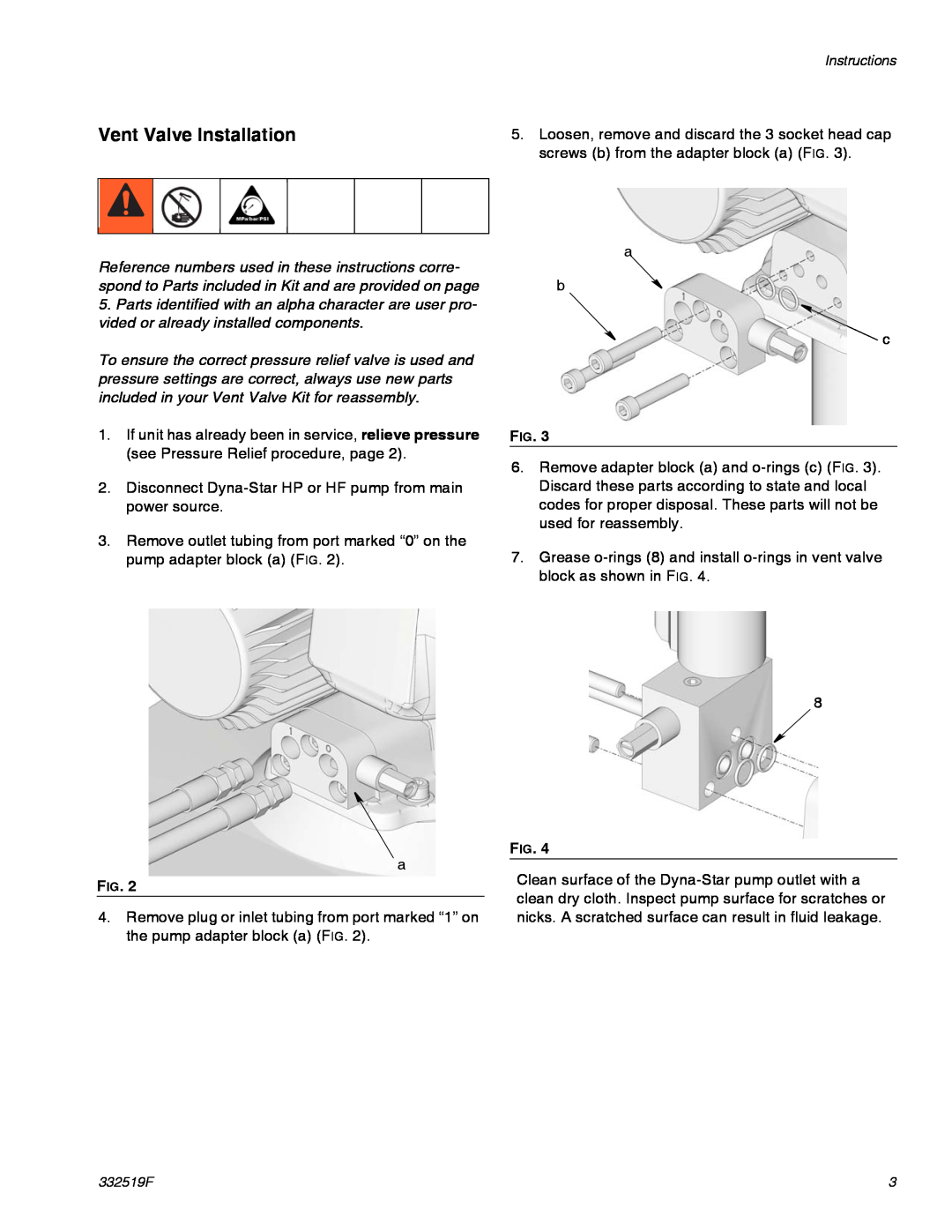 Graco 77X540 important safety instructions Vent Valve Installation 