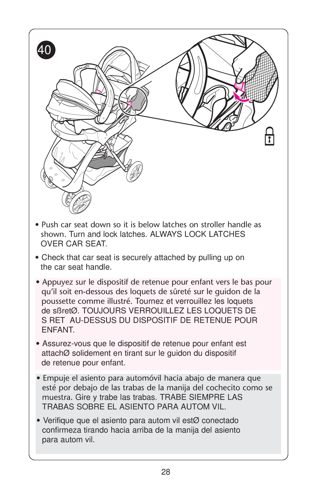 Graco 7255JJB3, 7G10MLB3, 7255CSA3 owner manual Over CAR Seat 