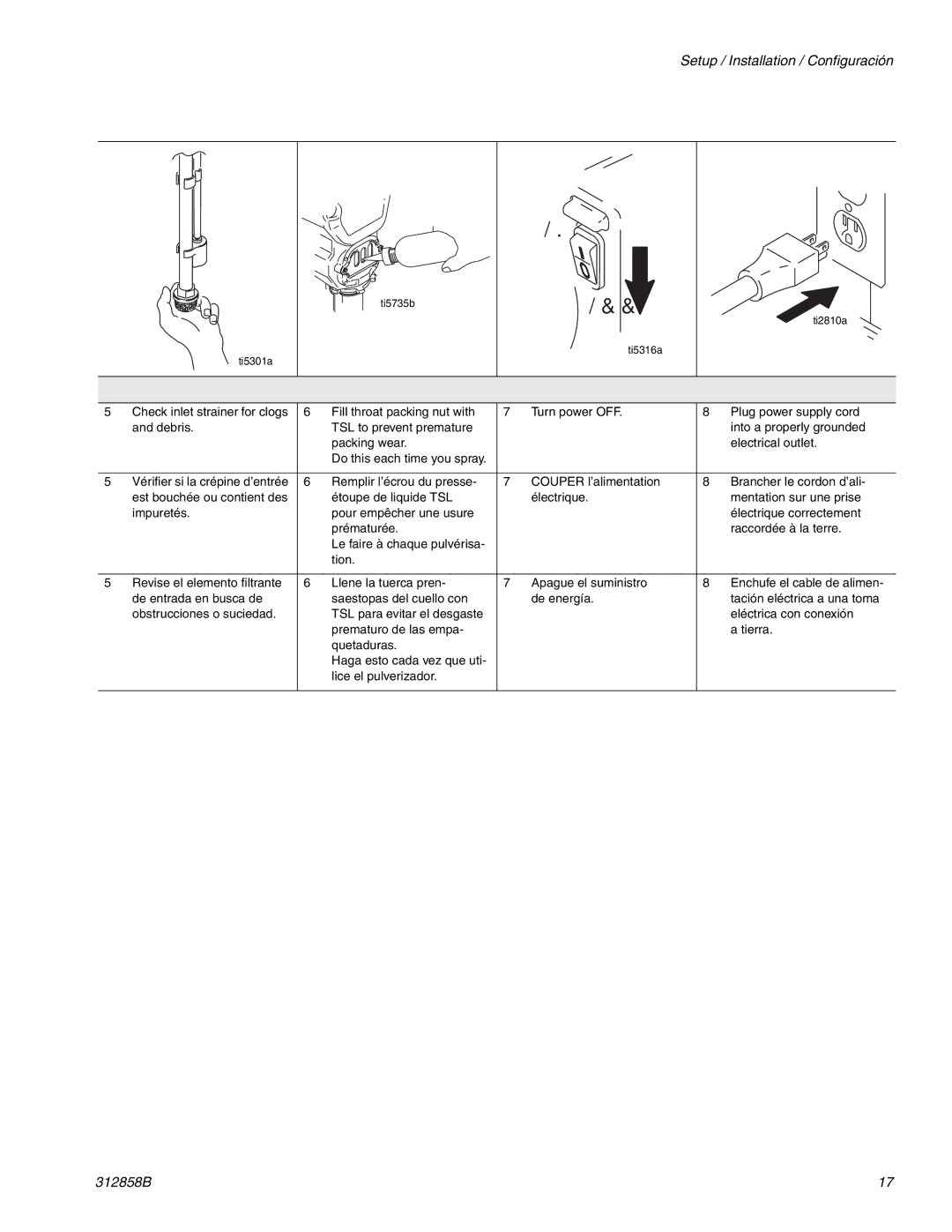 Graco 826098, 826084 important safety instructions Ti5301a Ti5735b Ti5316a Ti2810a 