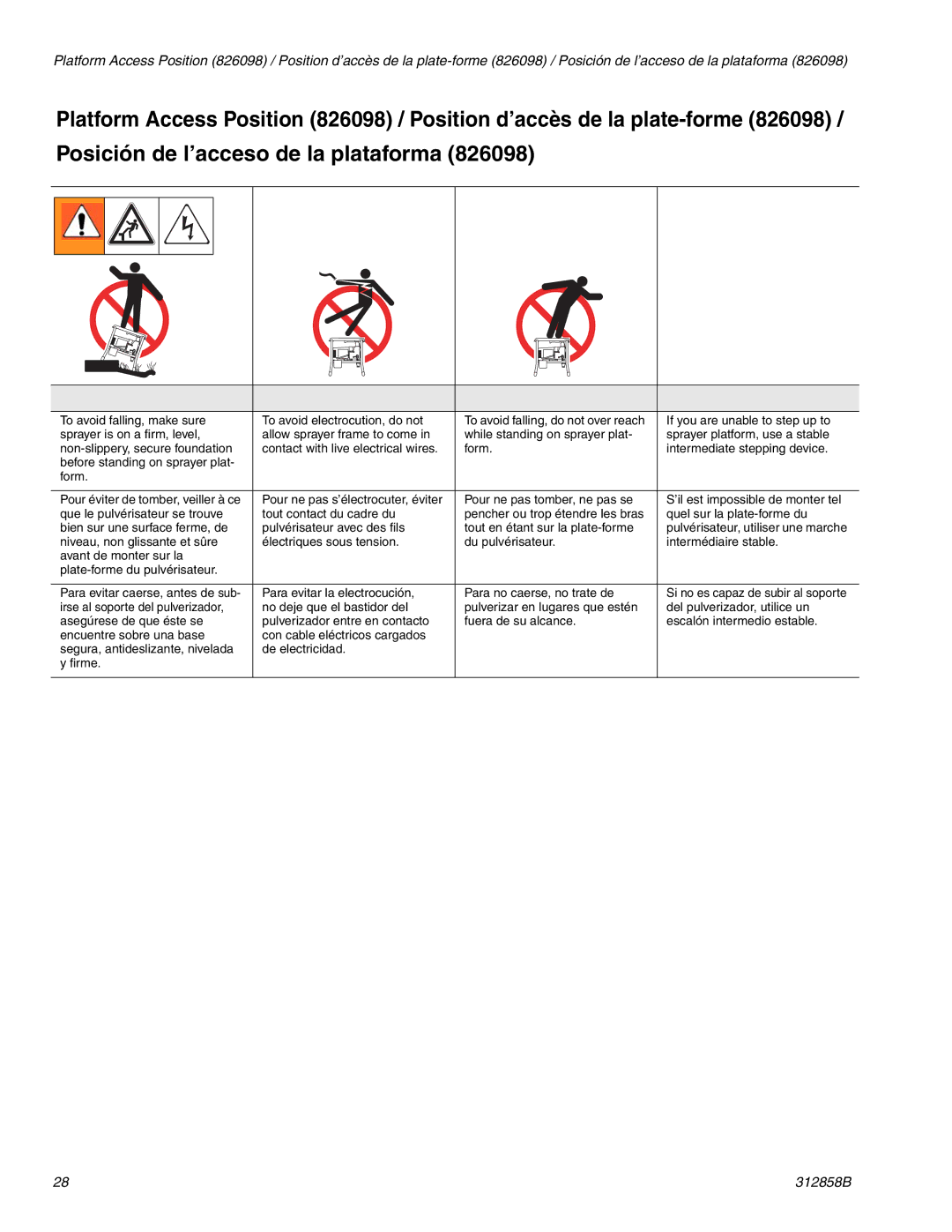 Graco 826084, 826098 important safety instructions 312858B 