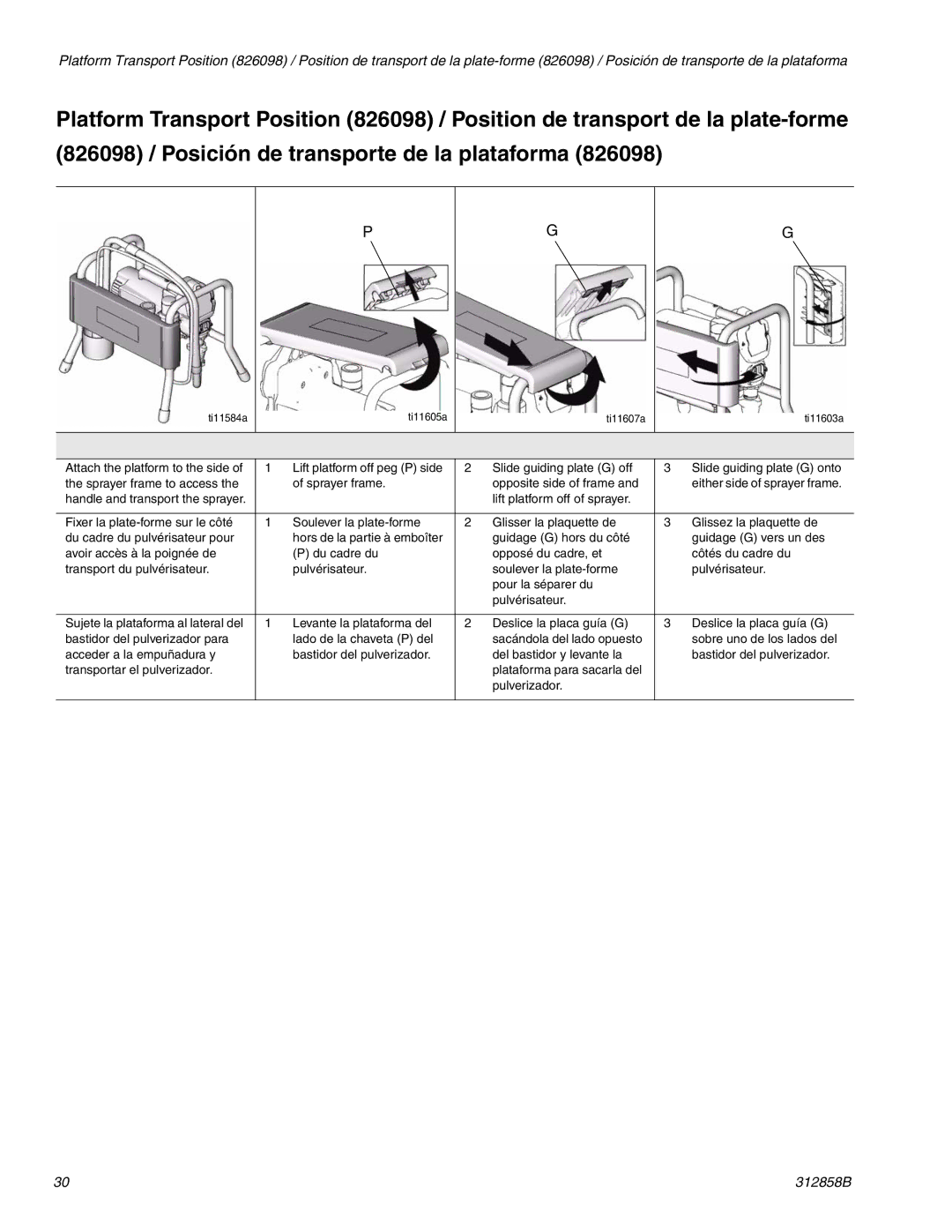 Graco 826084, 826098 important safety instructions Ti11584a Ti11605a Ti11607a Ti11603a 