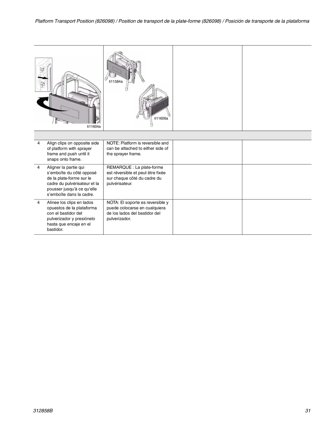 Graco 826098, 826084 important safety instructions Ti11604a Ti11584a Ti11606a 