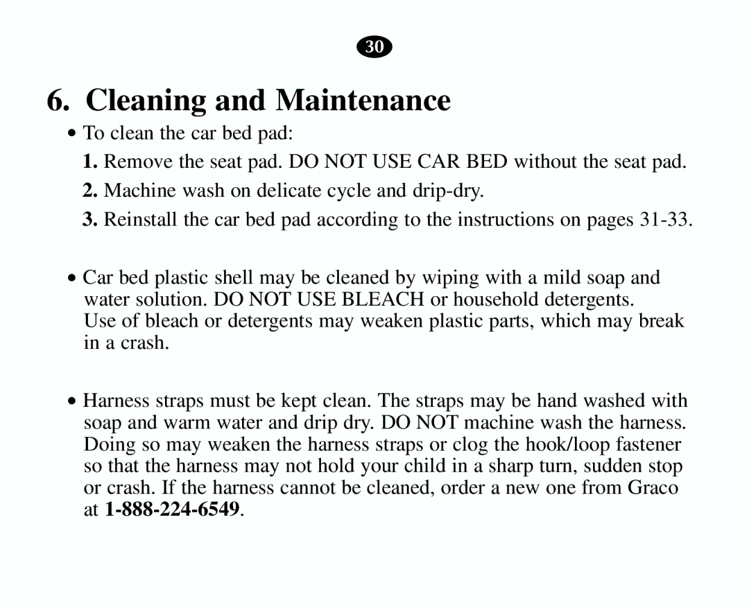 Graco 8403 owner manual Cleaning and Maintenance 