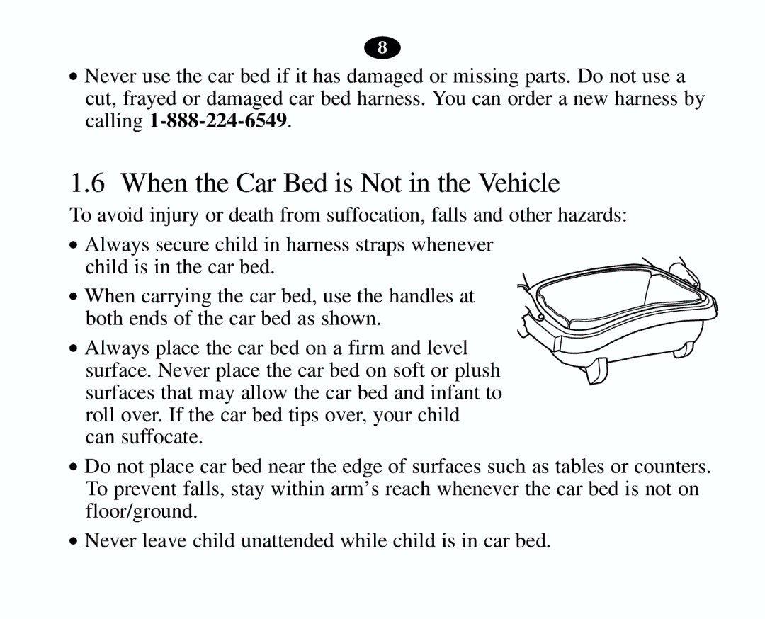 Graco 8403 owner manual When the Car Bed is Not in the Vehicle 