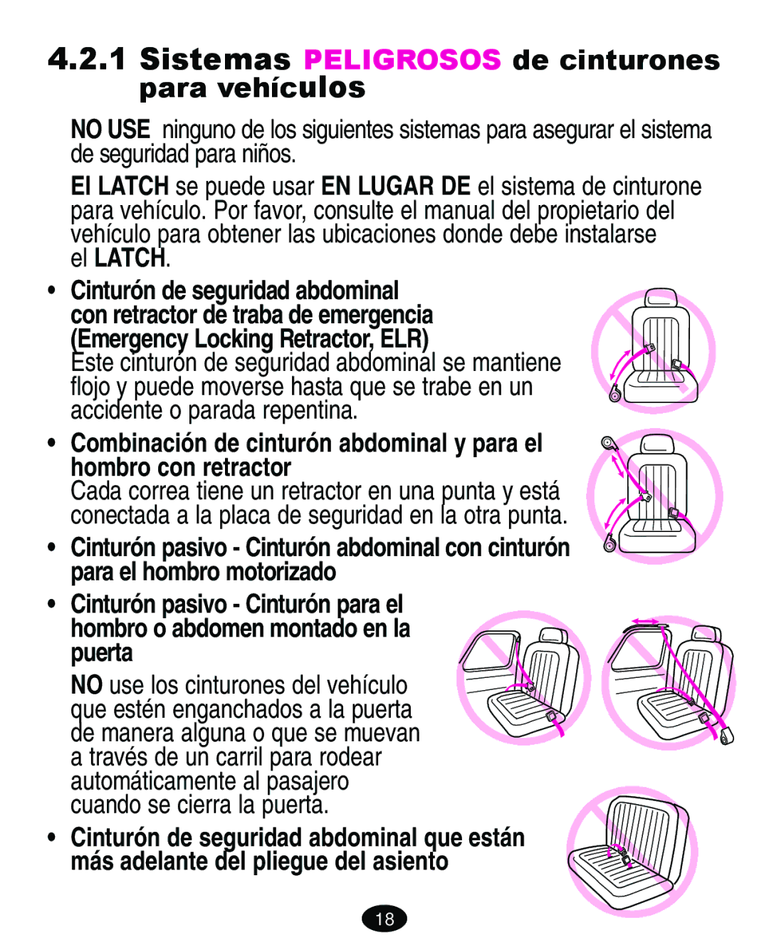 Graco 8444 manual El Latch, Emergency Locking Retractor, ELR 